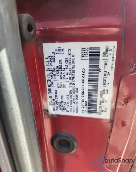 1996 Ford F150 z USA, uszkodzony, nr VIN 1FTEF15N4TLA02125